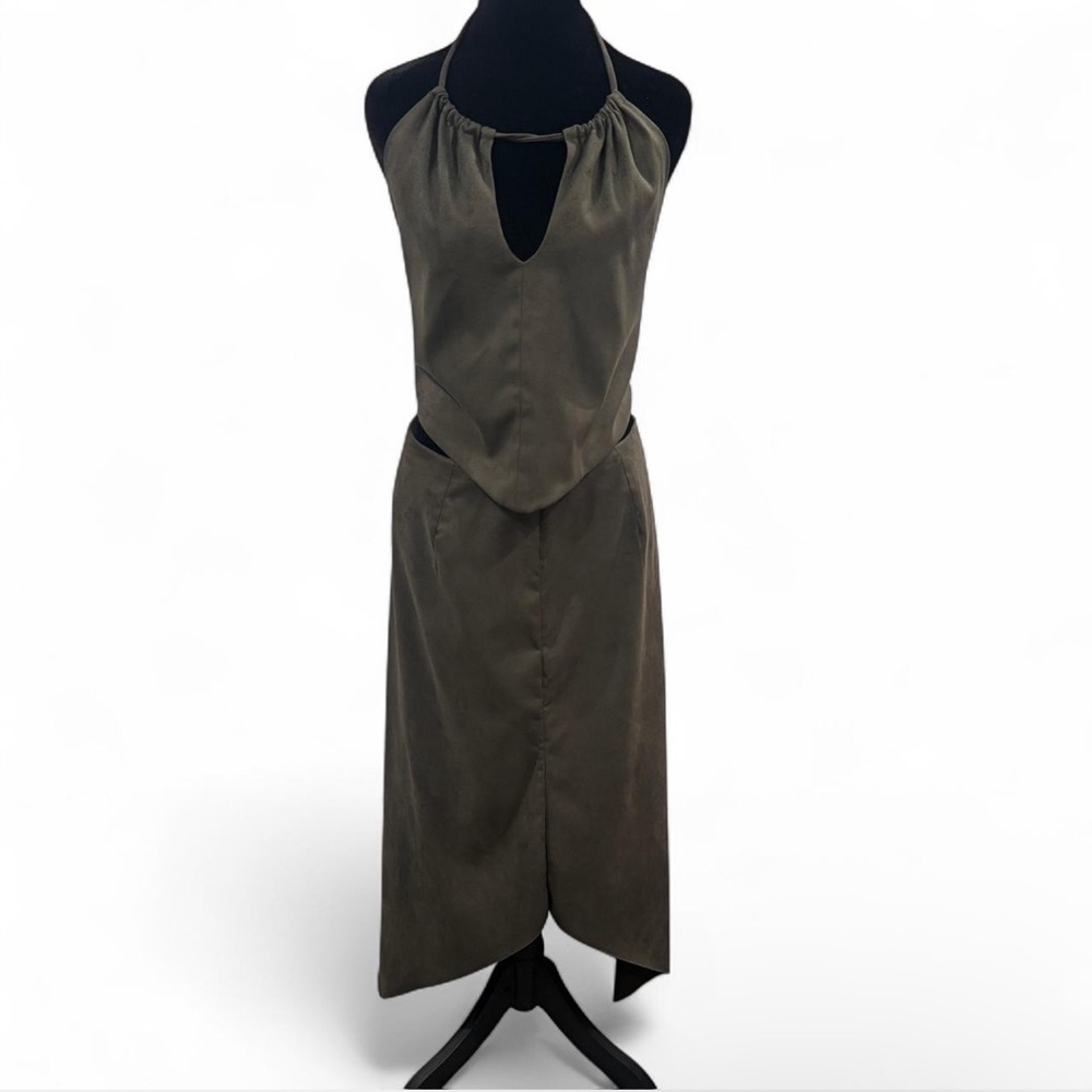 Sage Backless Halter Dress in Deep Green